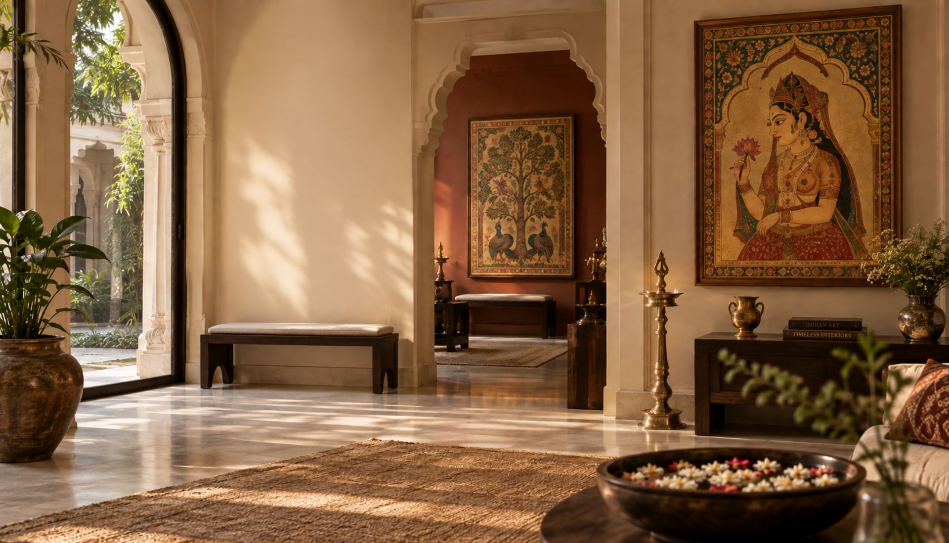Traditional Indian artwork in an elegant interior