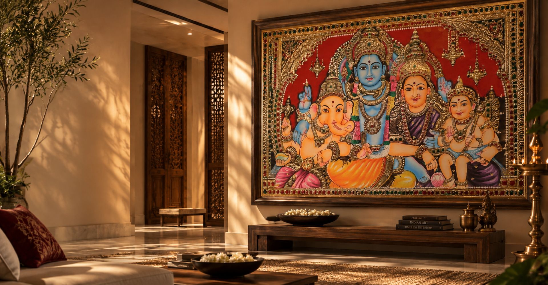 Tanjore painting in a modern home